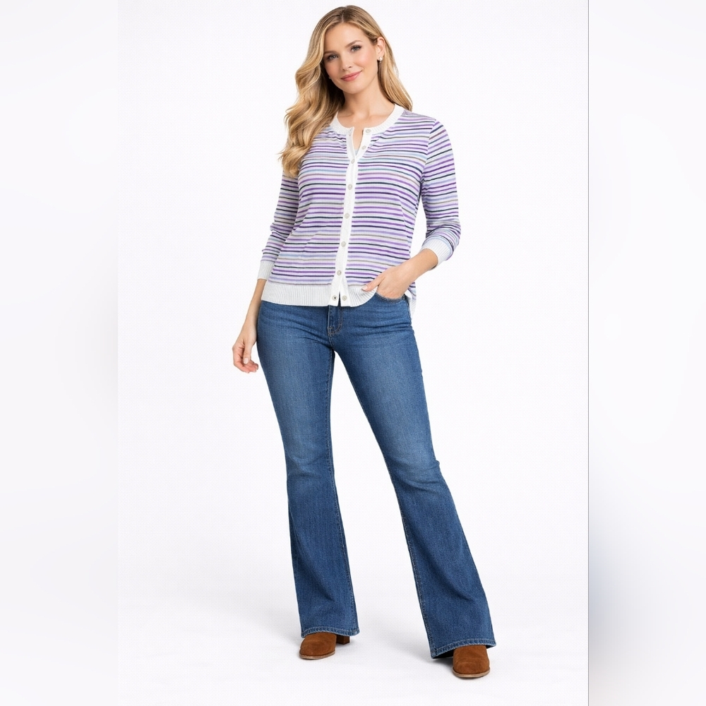 Spring striped preppy cardigan